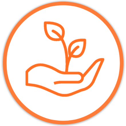Icon of hand with sprouting plant