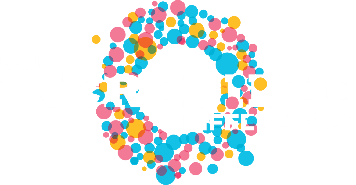 Our Incredible Differences text with colour bubbles surrounding